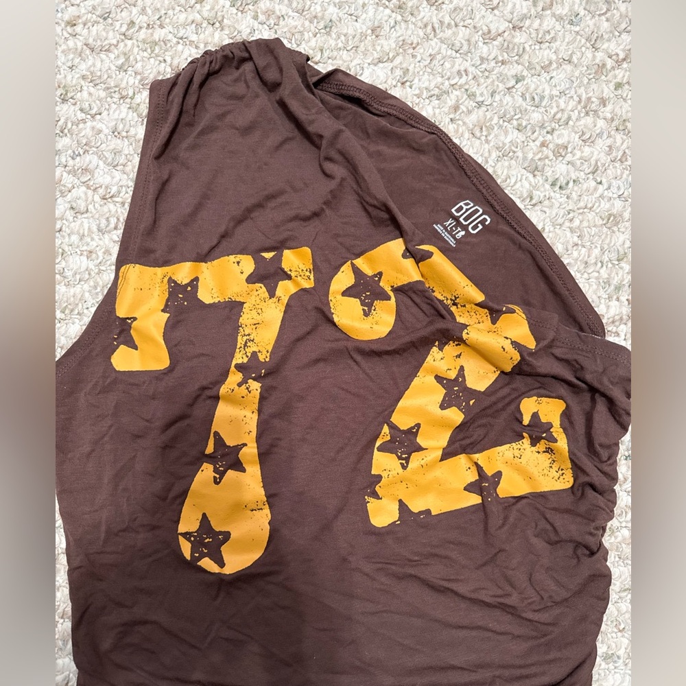 Brown Tank Top with Yellow Star Design